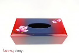 Red/blue tissue box hand-painted with orchid 12*25cm
